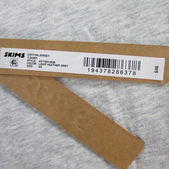 SKIMS Cotton Jersey T Shirt Womens XS Light Heather Grey Basic Casual Tee NWT - Picture 6 of 8